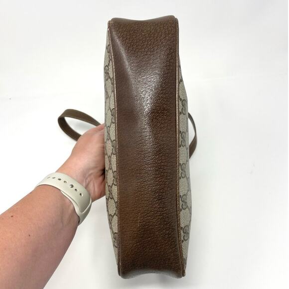 Gucci Vintage GG Monogram Logo PVC Leather Shoulder Bag Beige Brown - Picture 7 of 16